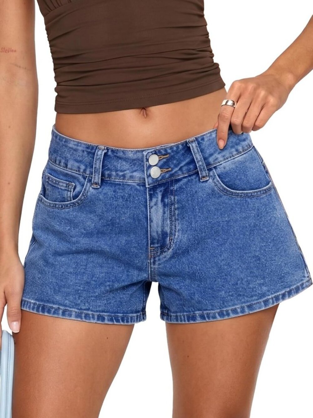 Trendy Women's Baggy Jean Shorts | A-Line Stretchy Wide Leg Denim Bottoms